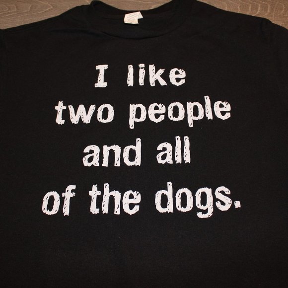 Tops - I Like Two People and All Dogs Black Short Sleeve